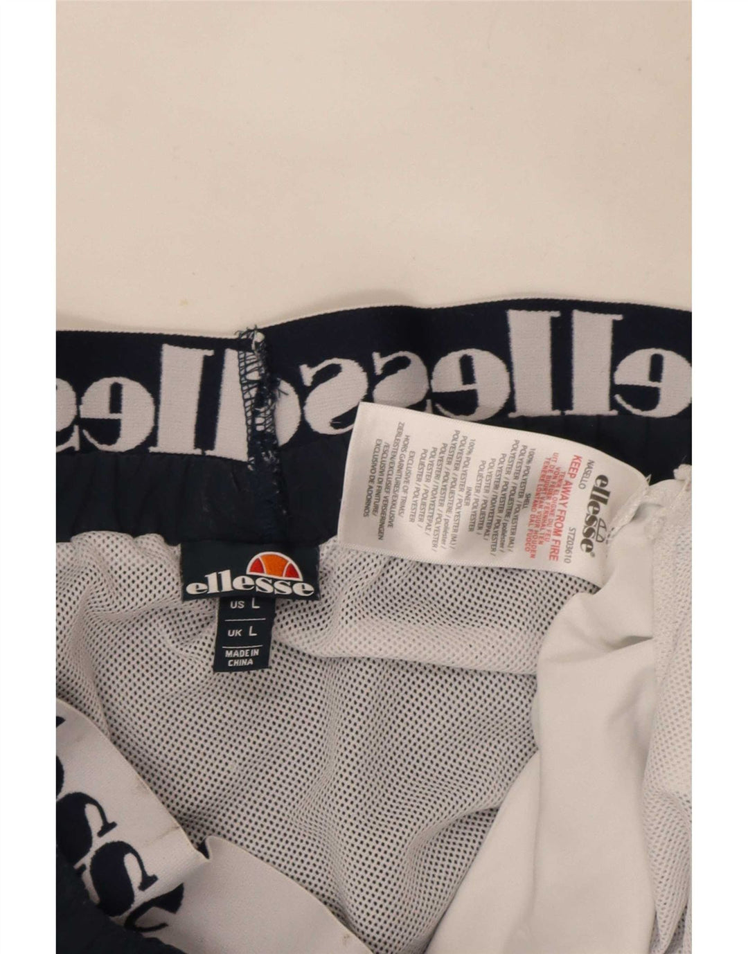 Ellesse Mens Graphic Sport Shorts Large Navy Blue Colourblock Polyester