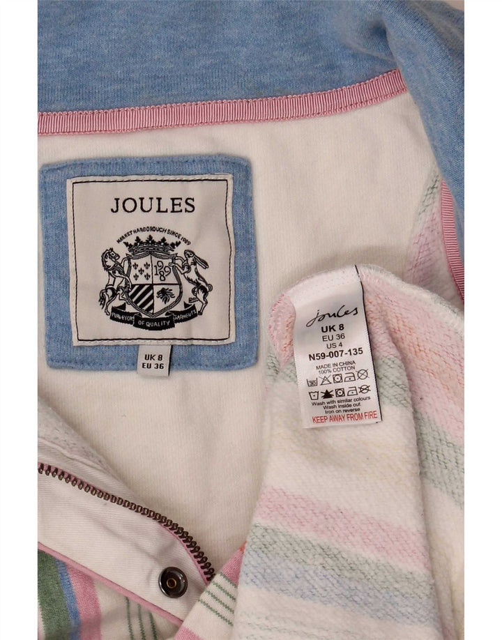 Joules Womens Zip Neck Sweatshirt Jumper UK 8 Small Multicoloured Striped