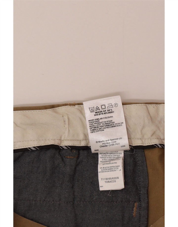Marks & Spencer Mens Regular Chino Trousers W40 L31 Brown Cotton