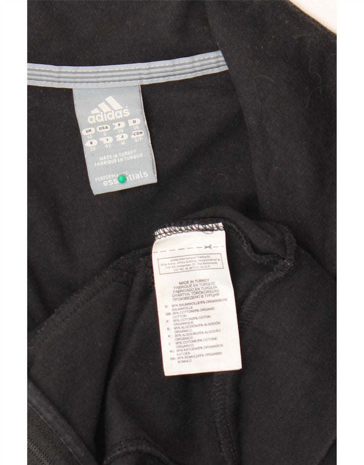 Adidas Womens Tracksuit Top Jacket UK 10 Small Black Cotton