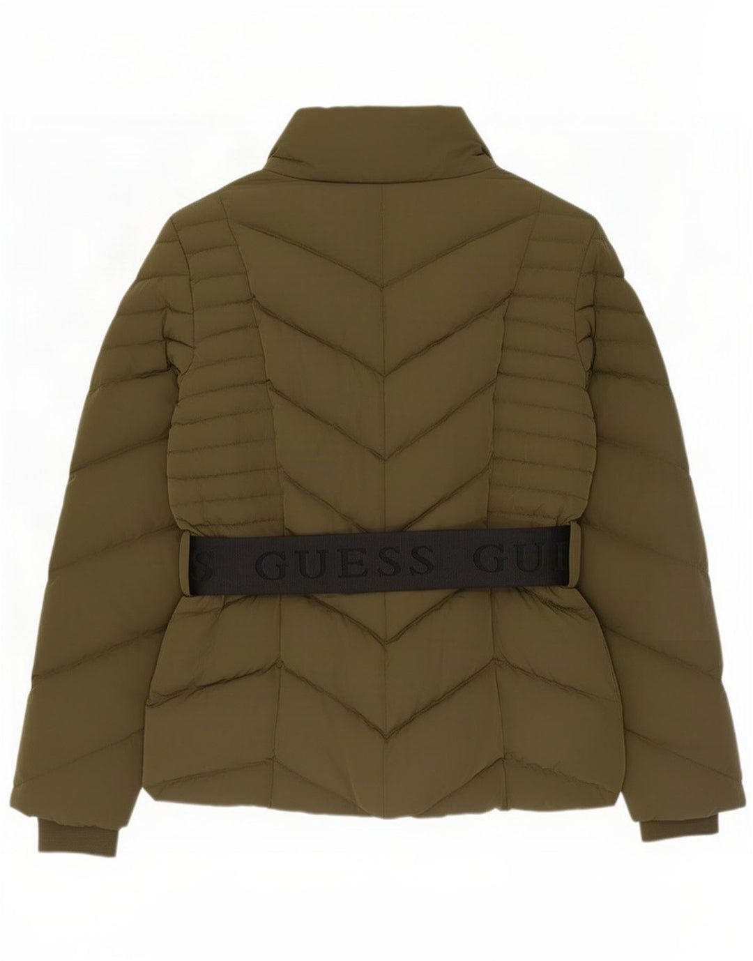 Guess Womens Graphic Padded Jacket UK 12 Medium Khaki Polyester