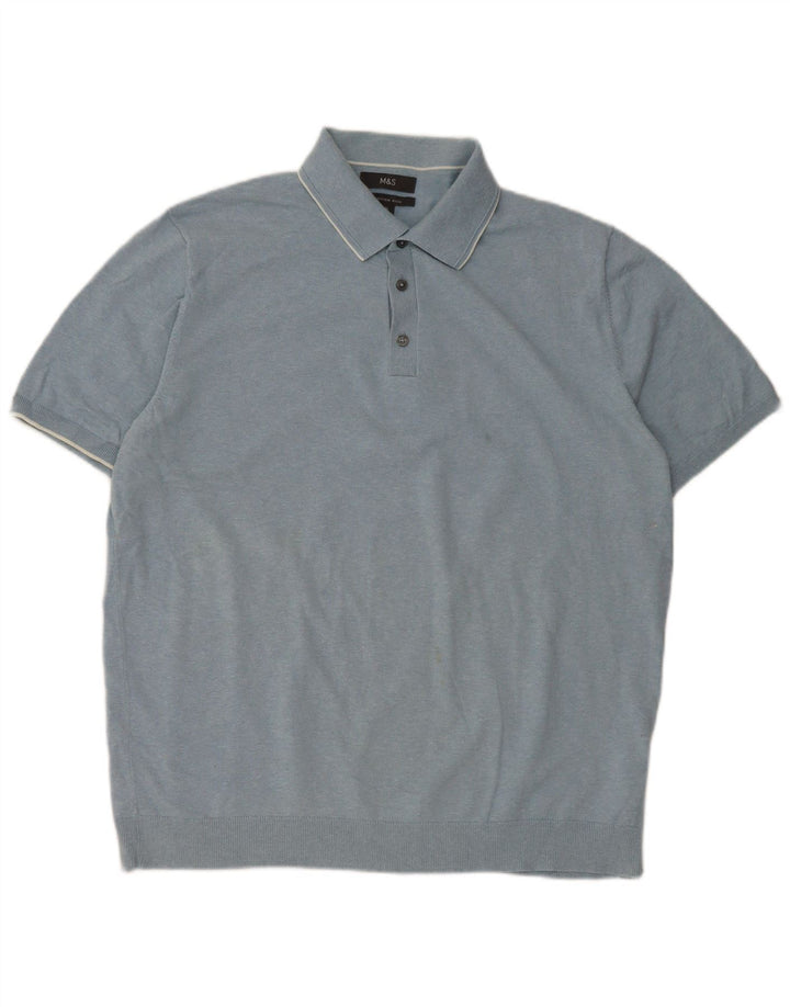 Marks & Spencer Mens Polo Shirt XL Blue Cotton