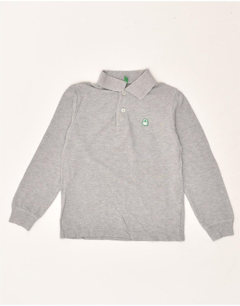 BENETTON Boys Long Sleeve Polo Shirt 6-7 Years Grey Cotton | Vintage Benetton | Thrift | Second-Hand Benetton | Used Clothing | Messina Hembry 