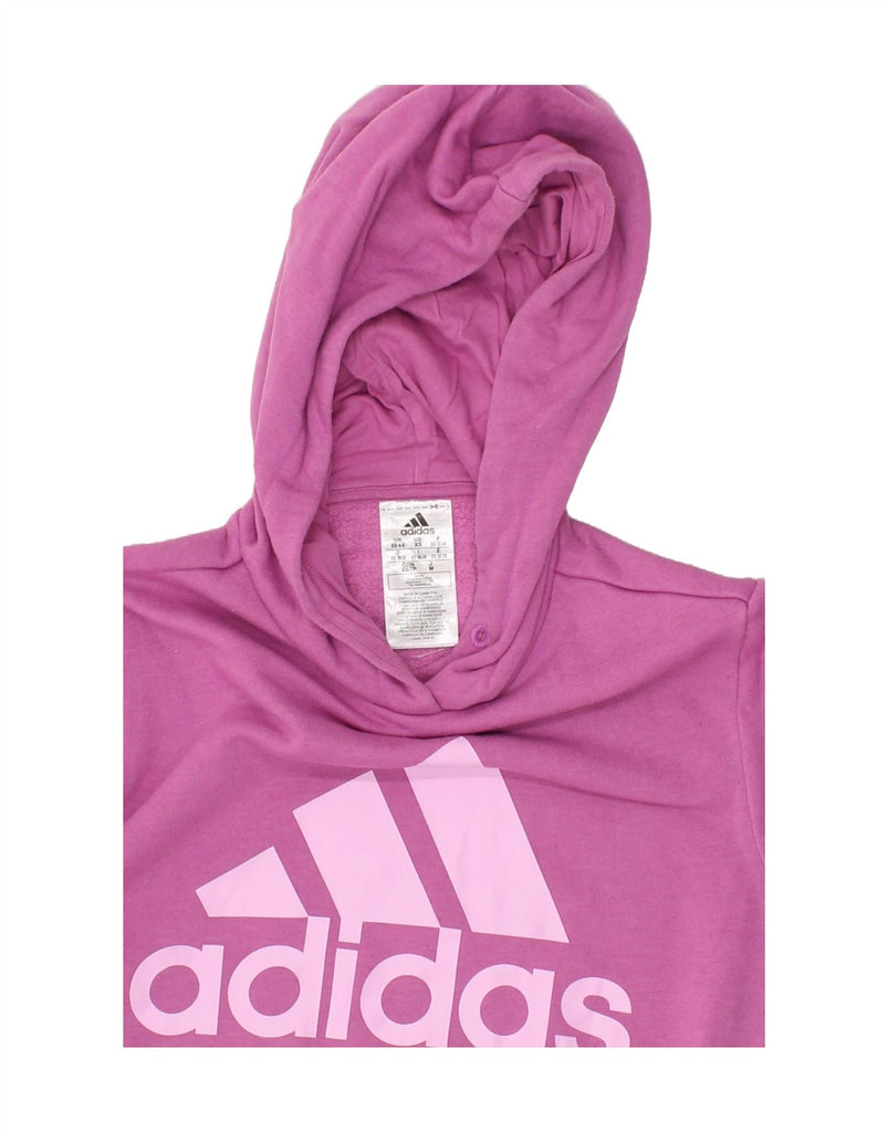 ADIDAS Womens Graphic Hoodie Jumper UK 4/6 XS Pink Cotton | Vintage Adidas | Thrift | Second-Hand Adidas | Used Clothing | Messina Hembry 