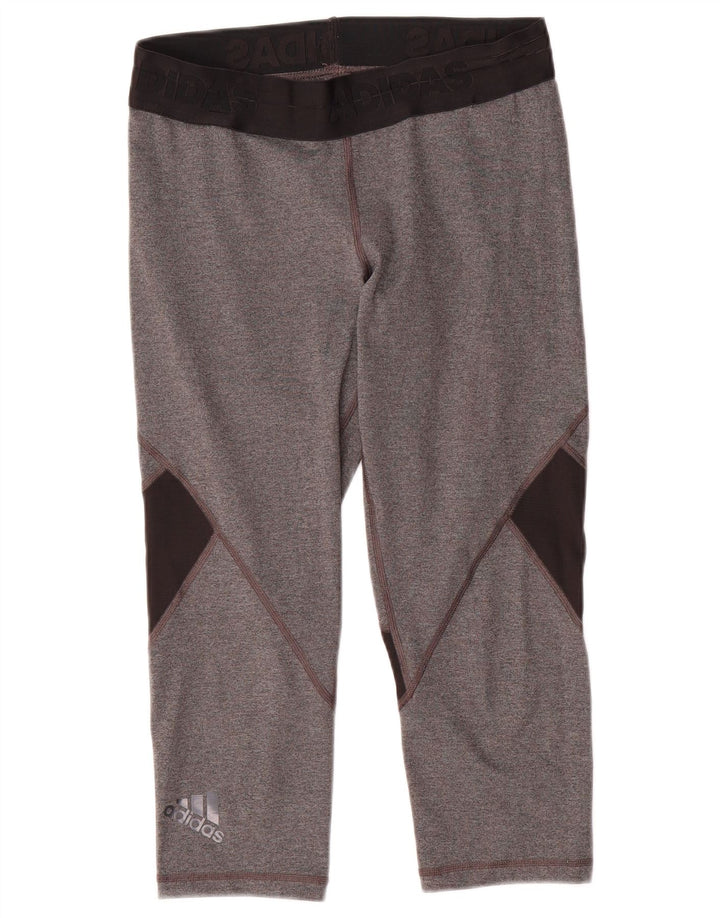 Adidas Womens Climacool Capri Leggings UK 12/14 Medium  Grey Colourblock