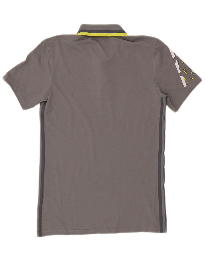 Adidas Mens Climalite Graphic Polo Shirt Small Grey Cotton