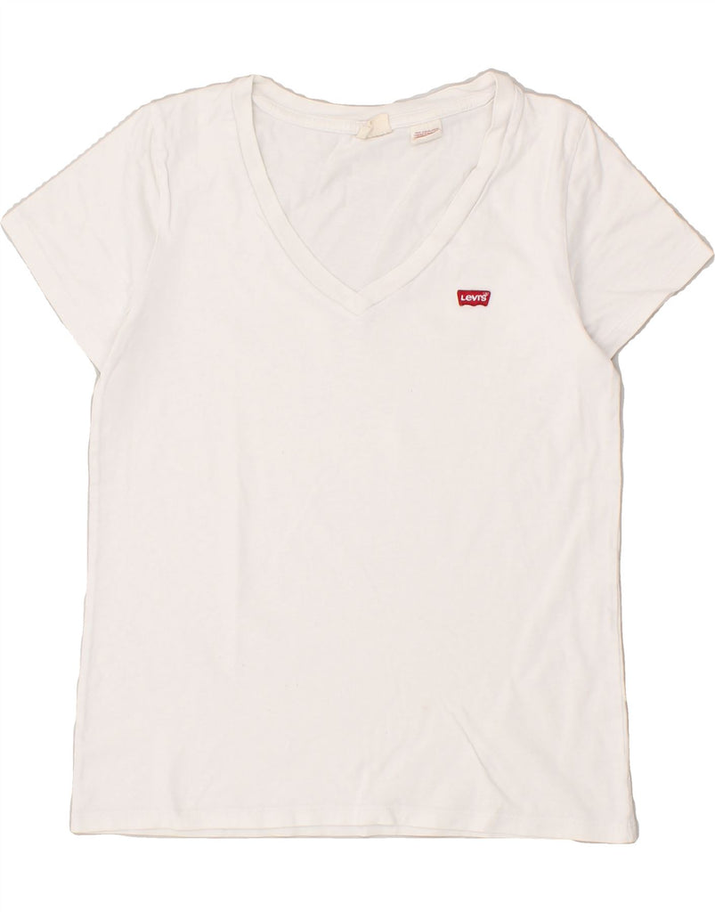 LEVI'S Womens T-Shirt Top UK 6 XS White Vintage Levi's and Second-Hand Levi's from Messina Hembry 