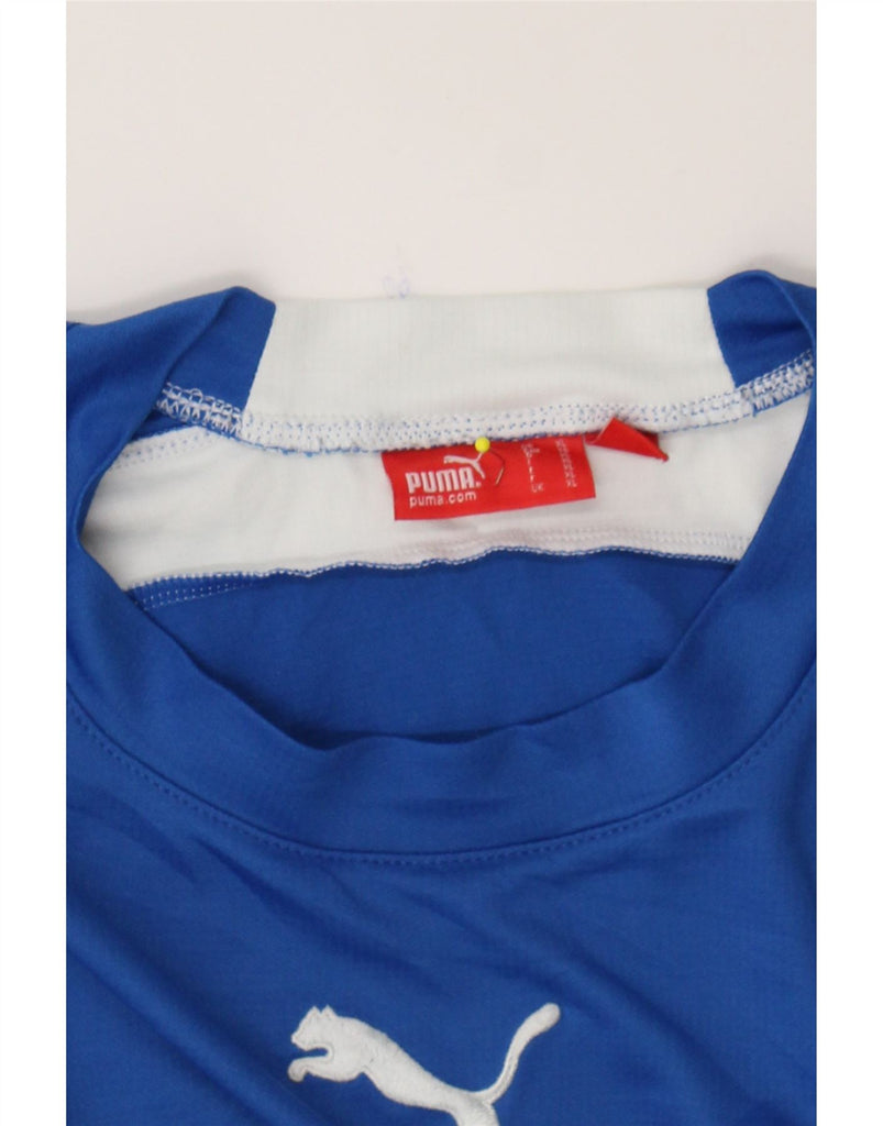 PUMA Mens Graphic T-Shirt Top XL Blue Colourblock Vintage Puma and Second-Hand Puma from Messina Hembry 