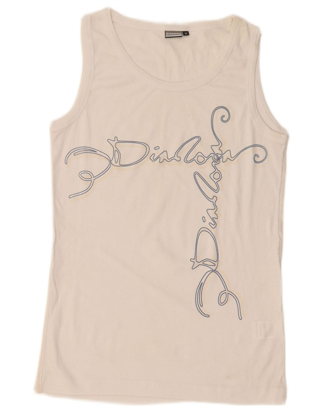 Diadora Womens Graphic Vest Top UK 12 Medium White Cotton