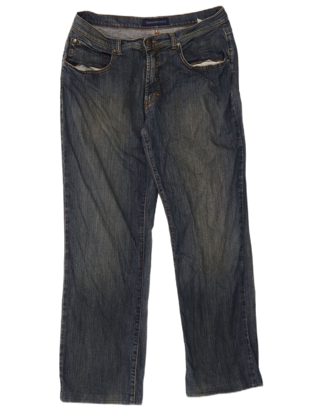 Trussardi Mens Straight Jeans W36 L30 Navy Blue Cotton