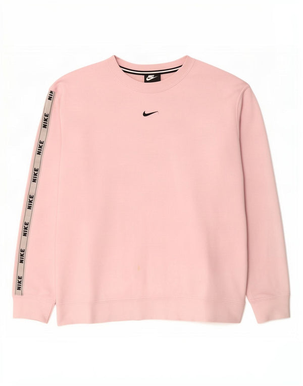 Nike Womens Graphic Sweatshirt Jumper UK 14 Medium Pink Colourblock Cotton