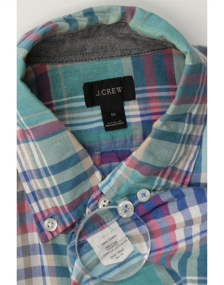J. Crew Mens Short Sleeve Shirt Medium Blue Plaid Cotton