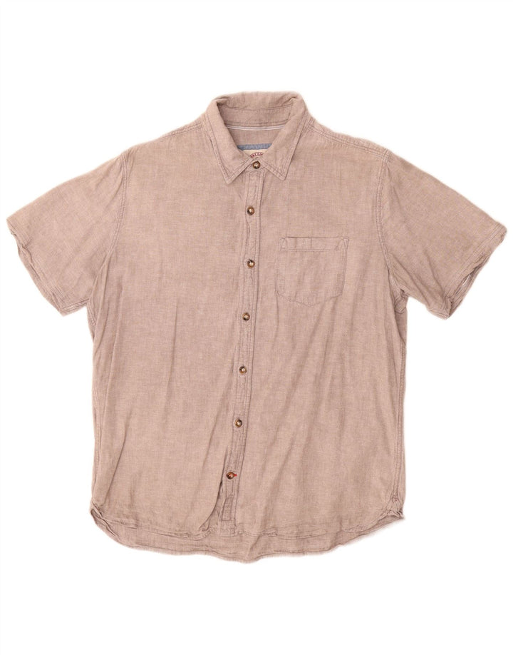 Fat Face Mens Short Sleeve Shirt Medium Grey Linen