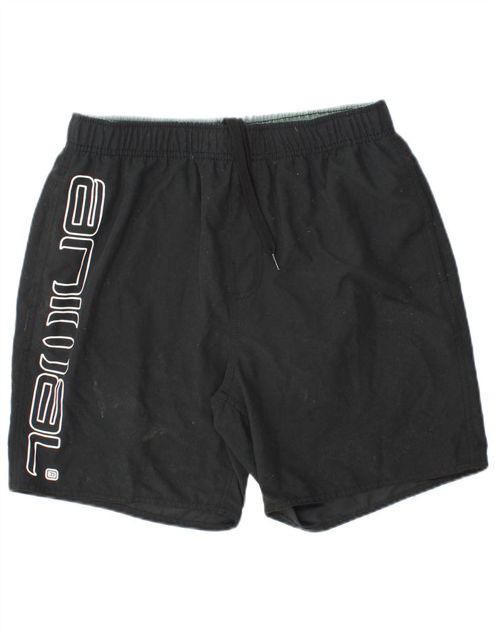 ANIMAL Mens Graphic Swimming Shorts Large  Black Polyester