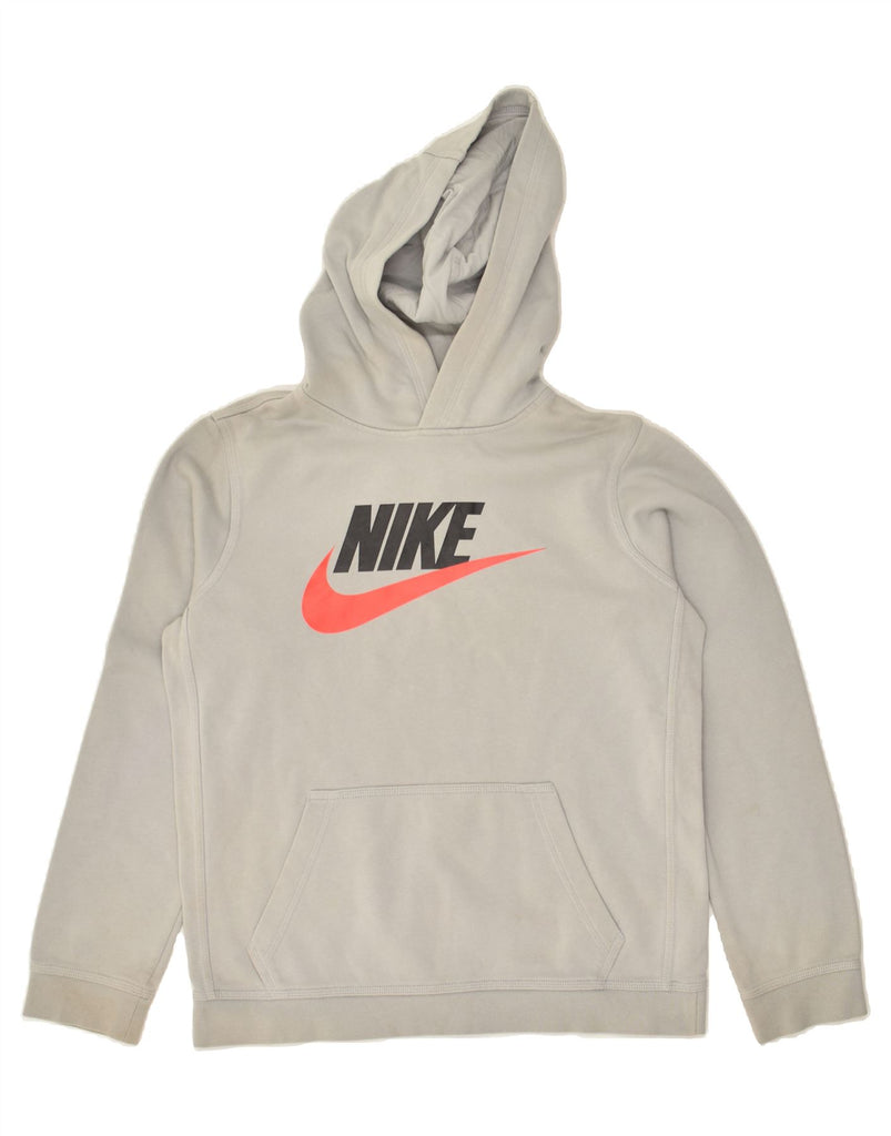 NIKE Boys Graphic Standard Fit Hoodie Jumper 13-14 Years XL Grey Cotton | Vintage Nike | Thrift | Second-Hand Nike | Used Clothing | Messina Hembry 