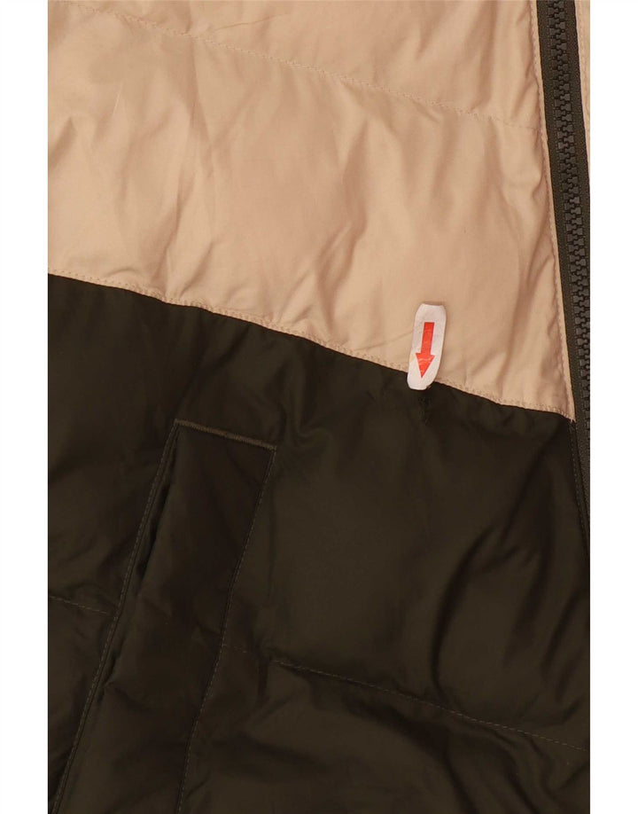Nike Boys Hooded Padded Jacket 12-13 Years Large Green Colourblock
