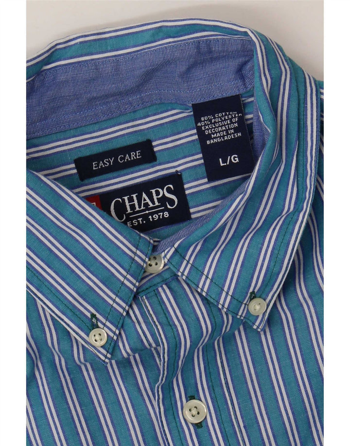 Chaps Mens Shirt Large Blue Striped Cotton