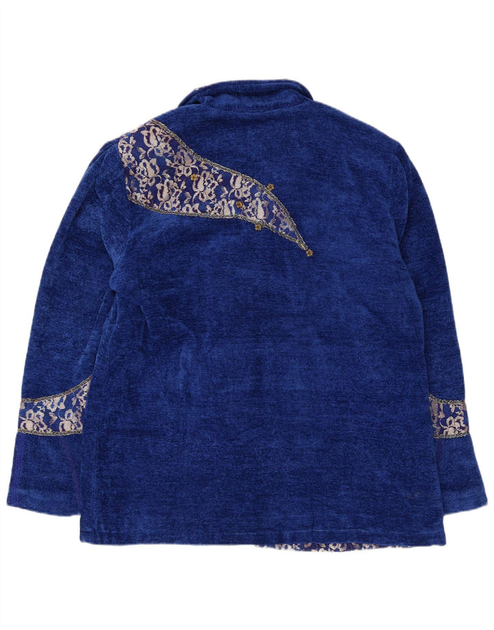 Indigo Moon Womens 4 Button Blazer Jacket IT 46 Large Blue Floral Viscose