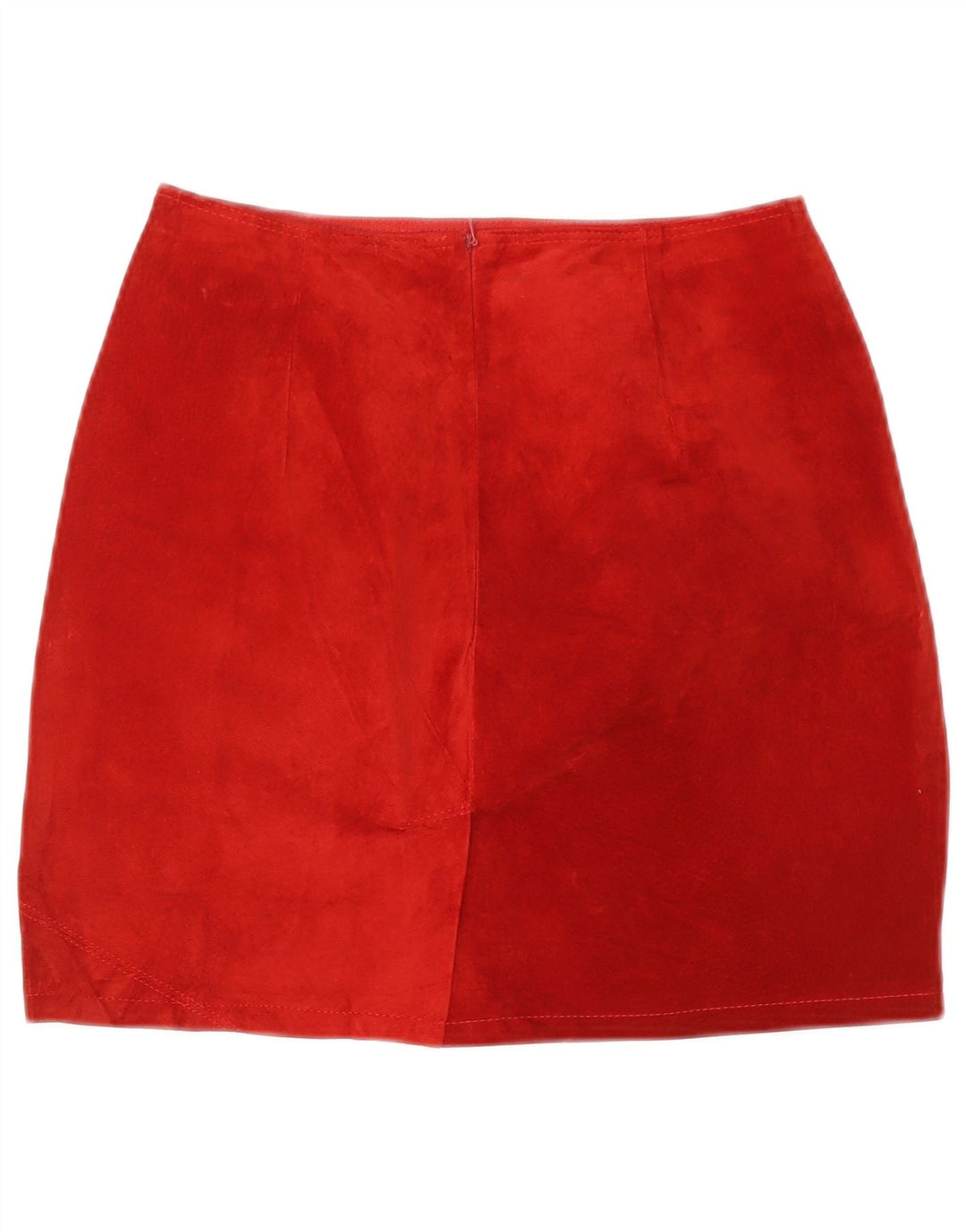Vintage Womens Suede Mini Skirt Medium W28 Red Leather