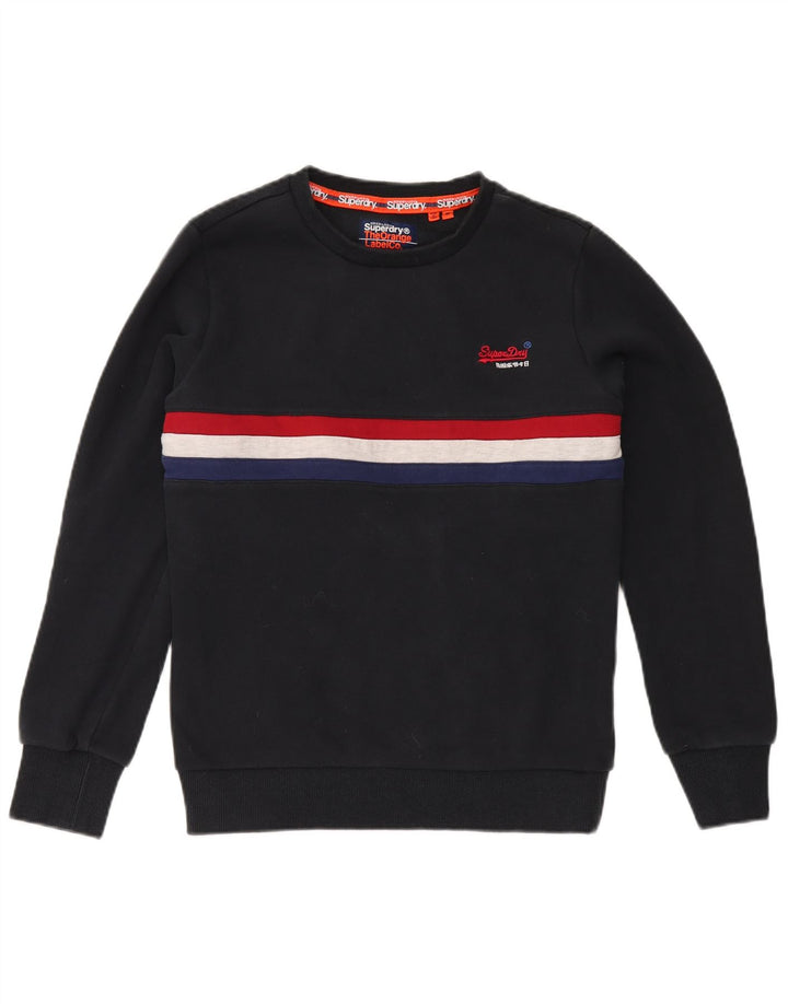 Superdry Mens Sweatshirt Jumper Medium Navy Blue Colourblock Cotton