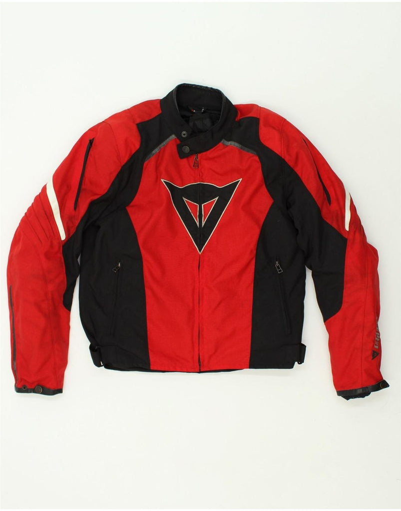 DAINESE Mens Slim Graphic Biker Jacket IT 50 Large Red Colourblock Nylon | Vintage Dainese | Thrift | Second-Hand Dainese | Used Clothing | Messina Hembry 