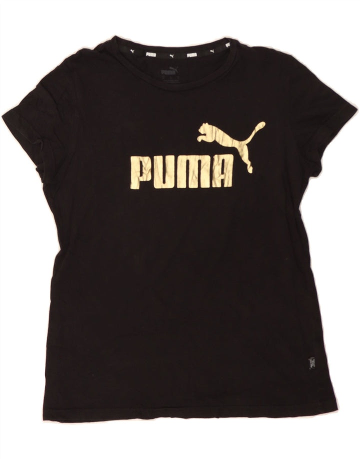 PUMA Womens Graphic T-Shirt Top UK 10 Small Black Vintage Puma and Second-Hand Puma from Messina Hembry 