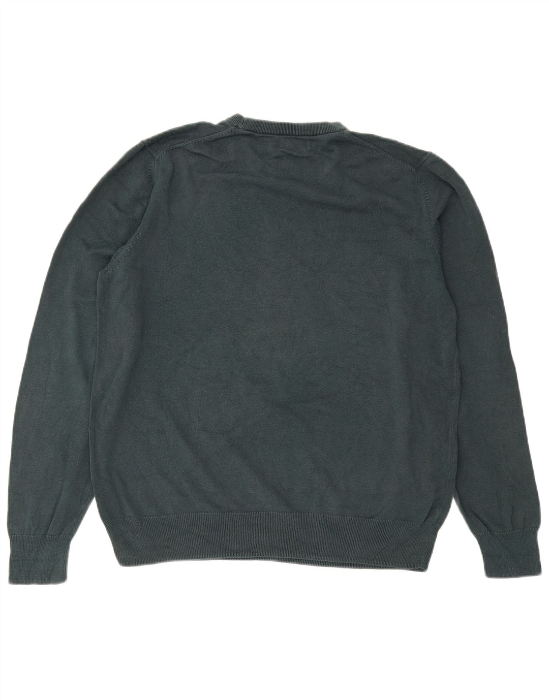 MARKS & SPENCER Mens Crew Neck Jumper Sweater XL Green Cotton