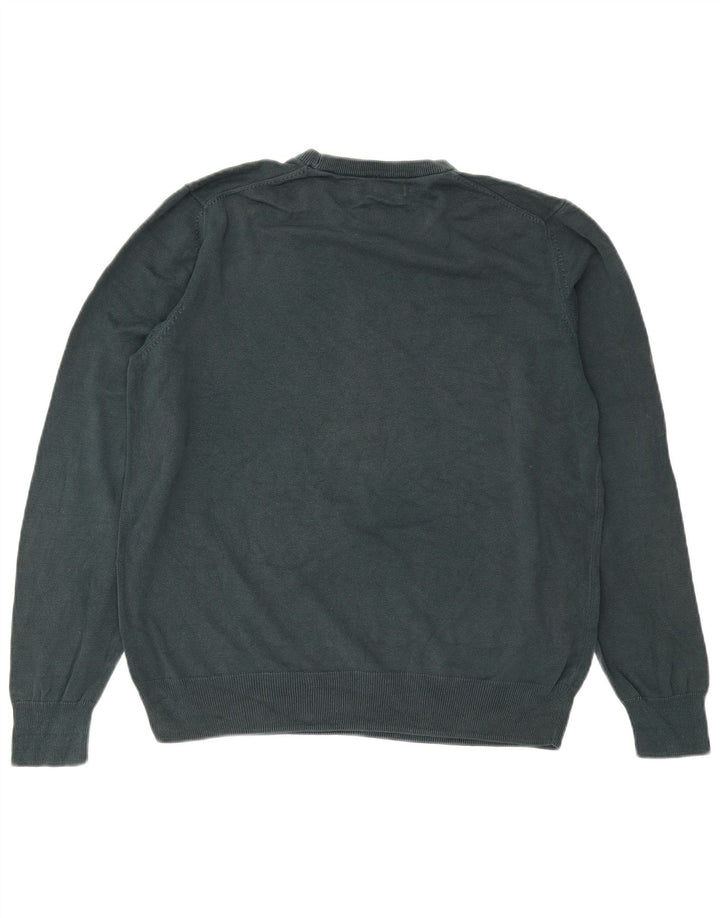 MARKS & SPENCER Mens Crew Neck Jumper Sweater XL Green Cotton