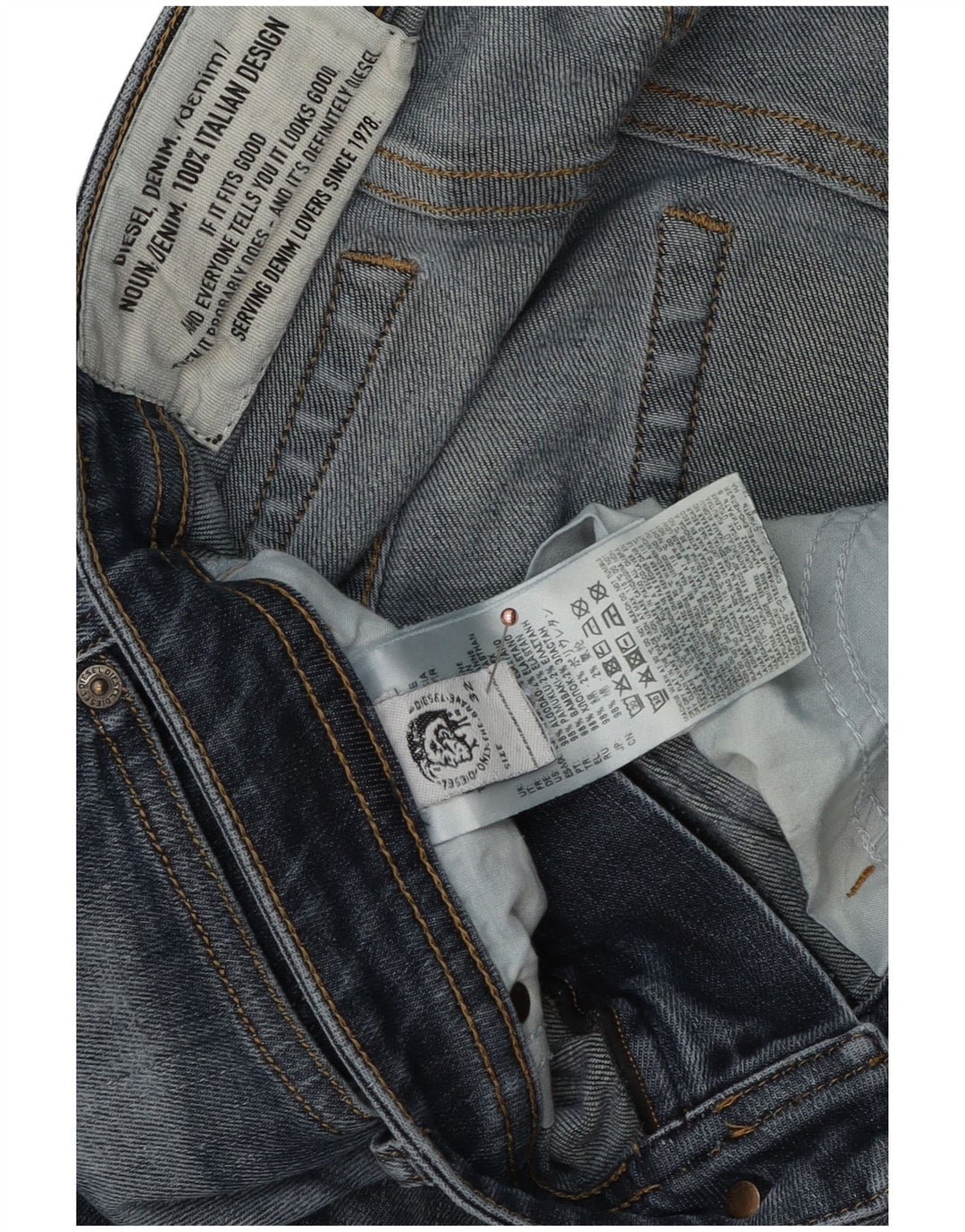 Diesel Mens Distressed Slim Jeans W32 L32 Blue Cotton