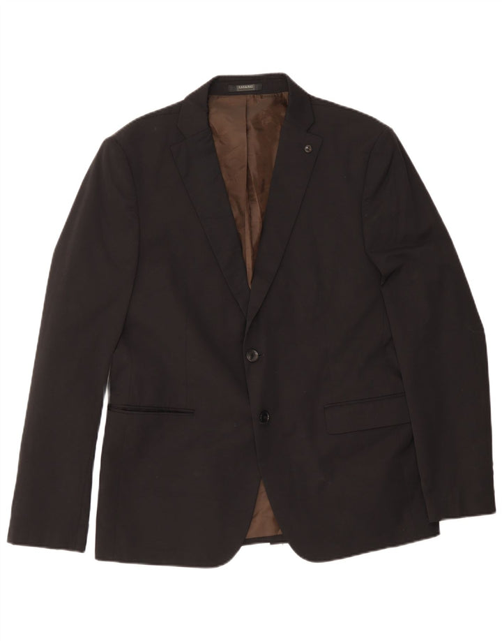 Zara Mens 2 Button Blazer Jacket EU 54 XL Black Cotton