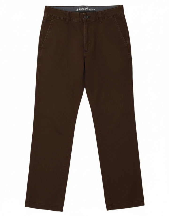 Eddie Bauer Womens Straight Chino Trousers US 6 Medium W32 L30 Brown Cotton