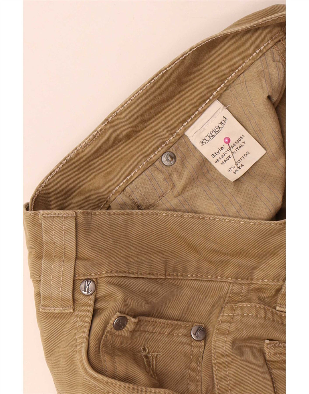 Jeckerson Mens Straight Jeans W30 L29 Beige Cotton