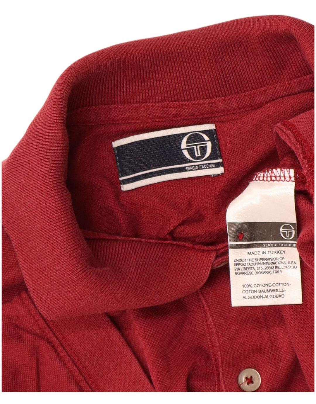 Sergio Tacchini Mens Polo Shirt Large Burgundy Cotton