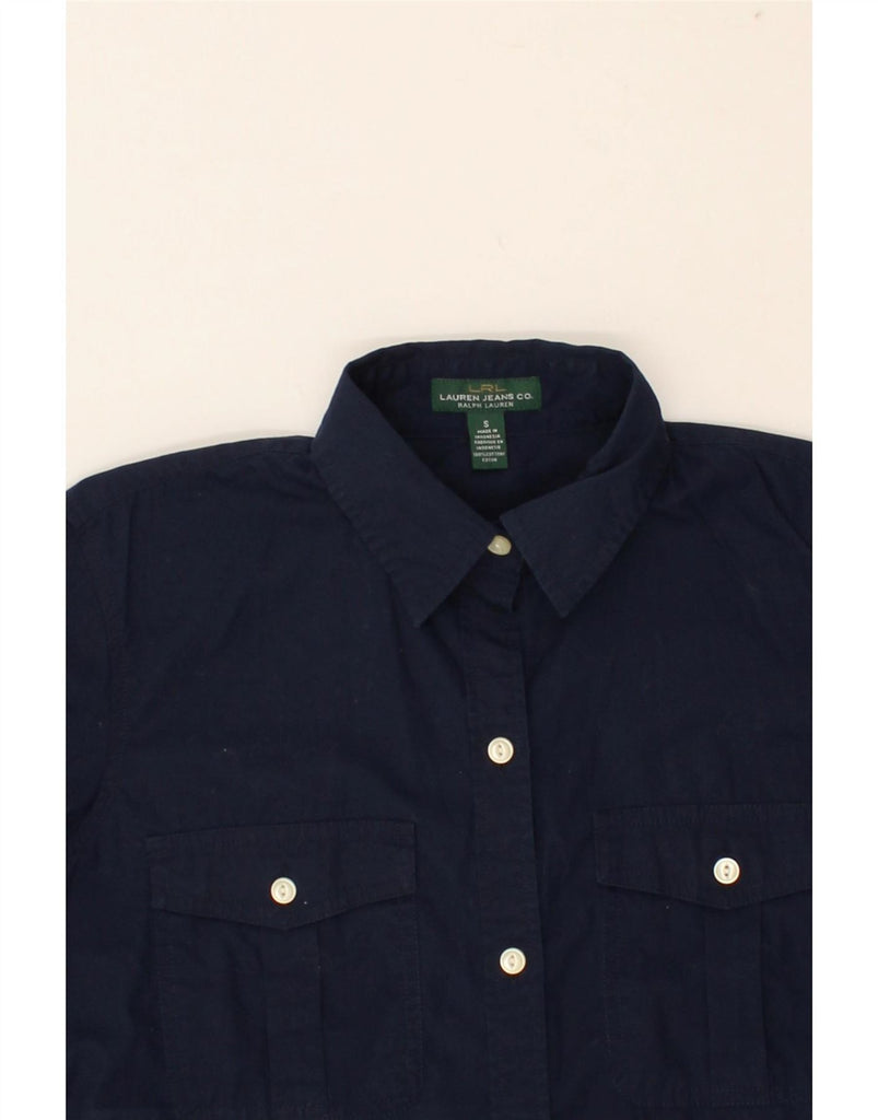 RALPH LAUREN Womens Loose Fit Shirt UK 10 Small Navy Blue Cotton Vintage Ralph Lauren and Second-Hand Ralph Lauren from Messina Hembry 