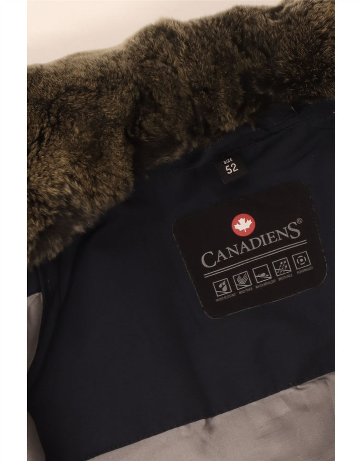 Canadiens Mens Hooded Windbreaker Coat IT 52 XL Navy Blue
