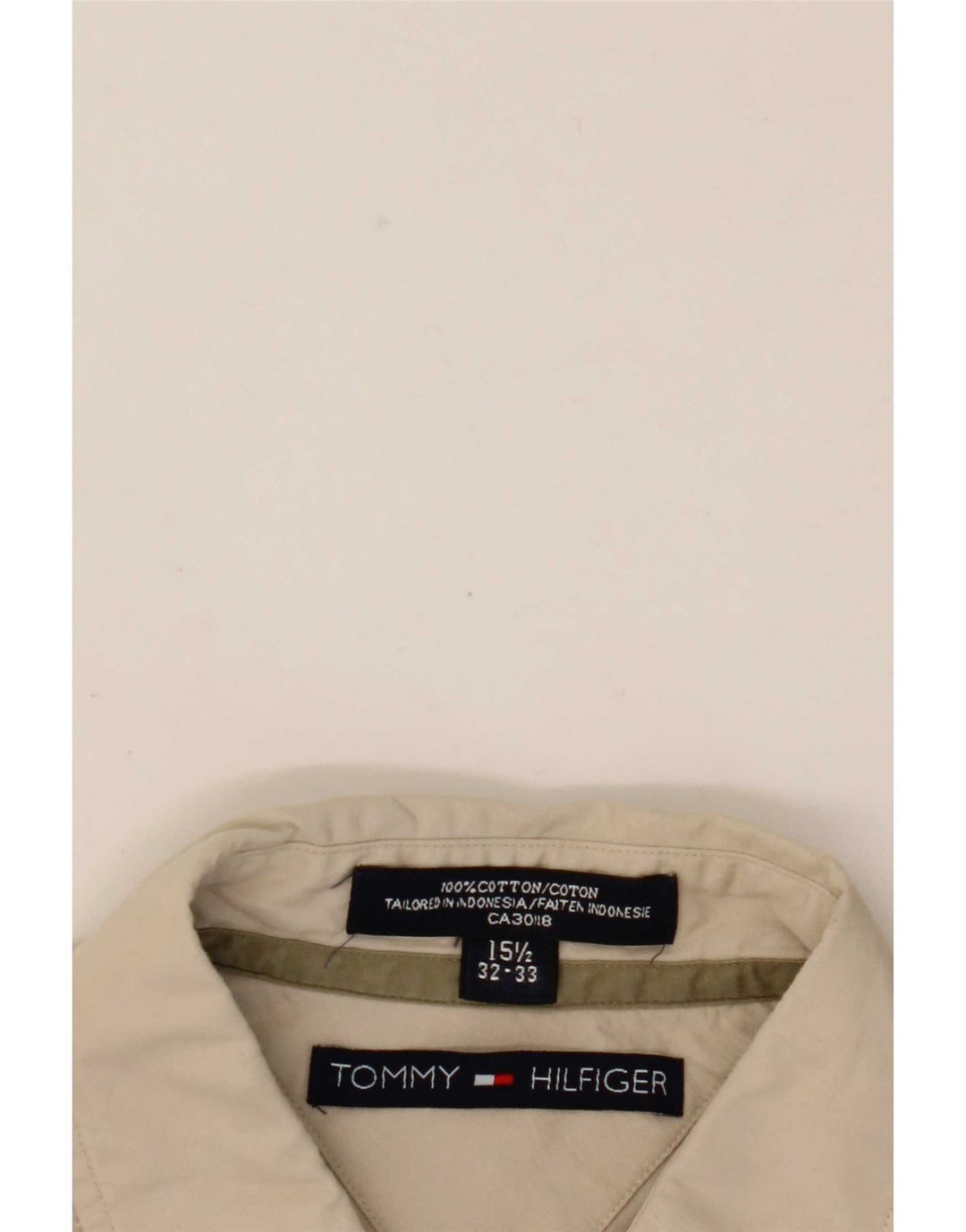 Tommy Hilfiger Mens Shirt Size 15 1/2 Medium Beige Cotton