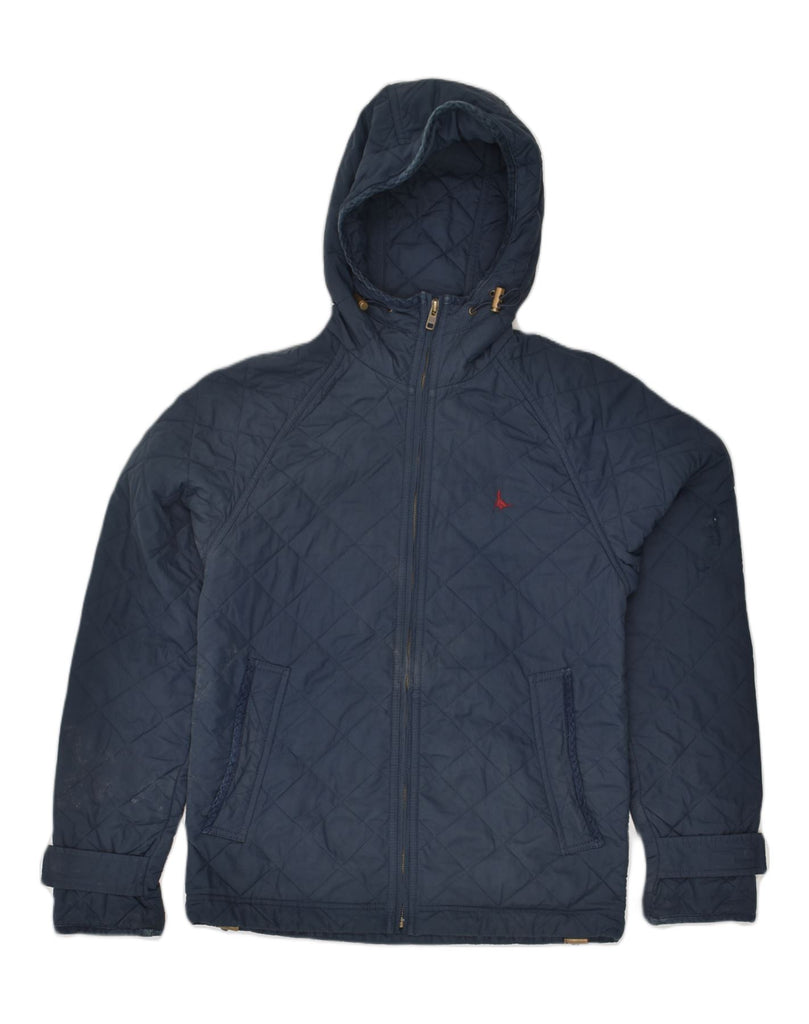 JACK WILLS Mens Hooded Quilted Jacket UK 36 Small Navy Blue Polyester | Vintage Jack Wills | Thrift | Second-Hand Jack Wills | Used Clothing | Messina Hembry 