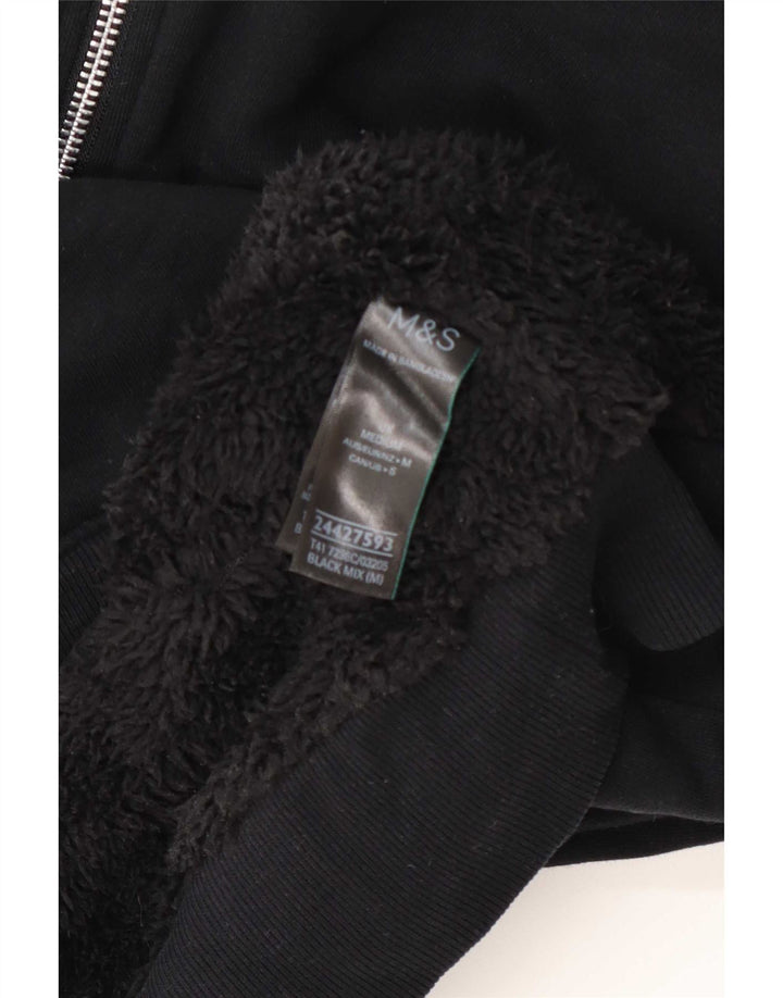 Marks & Spencer Womens Oversized Zip Hoodie Sweater UK 14 Medium Black