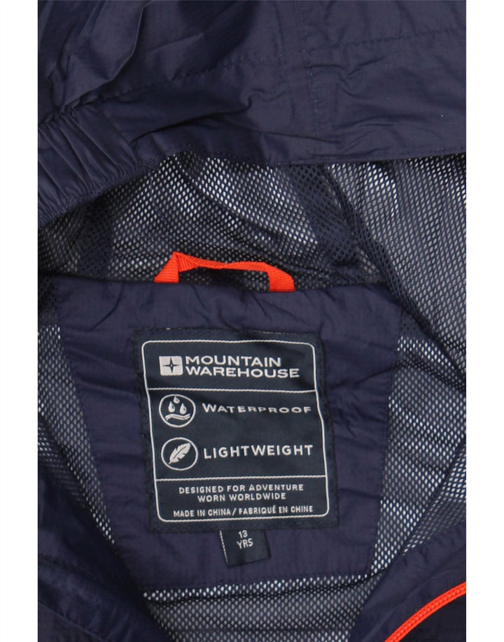 MOUNTAIN WAREHOUSE Boys Hooded Rain Jacket 12-13 Years Navy Blue Nylon Vintage Mountain Warehouse and Second-Hand Mountain Warehouse from Messina Hembry 