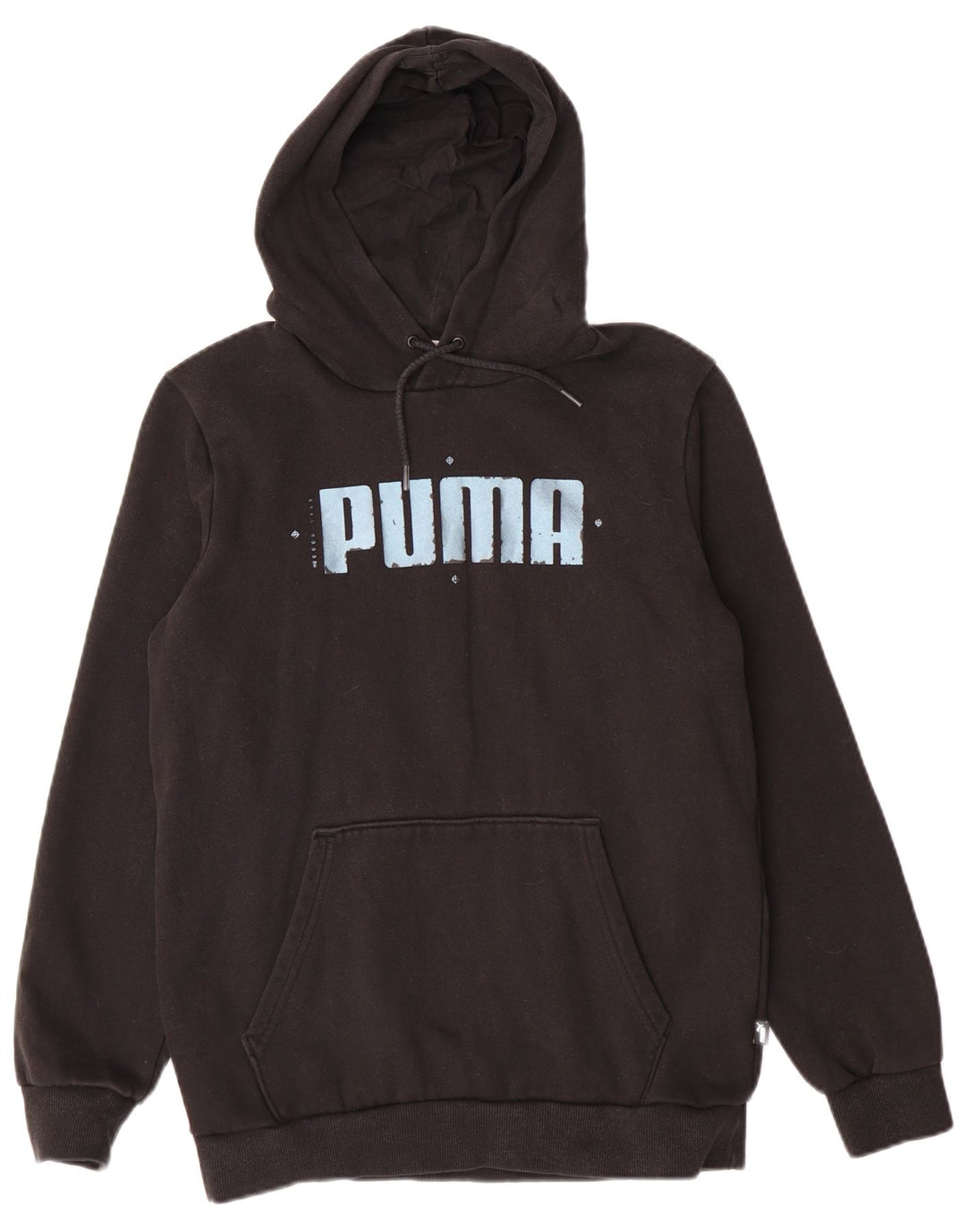 Puma Womens Graphic Hoodie Jumper UK 10 Small Black Cotton