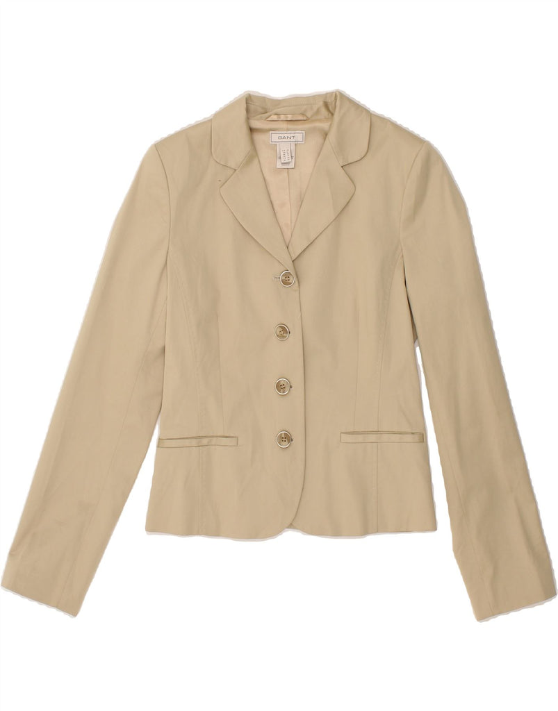 GANT Womens 4 Button Crop Blazer Jacket UK 10 Small Beige Cotton Vintage Gant and Second-Hand Gant from Messina Hembry 