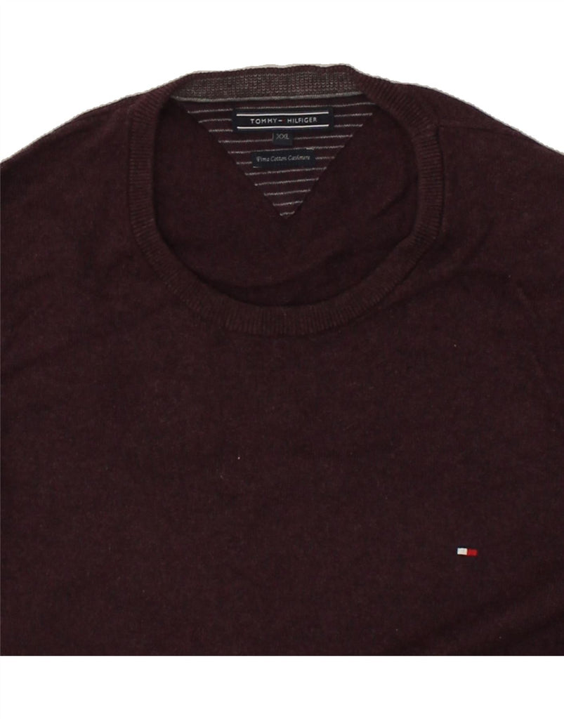 TOMMY HILFIGER Mens Crew Neck Jumper Sweater 2XL Burgundy Cotton | Vintage Tommy Hilfiger | Thrift | Second-Hand Tommy Hilfiger | Used Clothing | Messina Hembry 