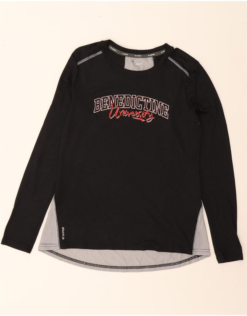 CHAMPION Womens Graphic Top Long Sleeve UK 12 Medium Black Colourblock Vintage Champion and Second-Hand Champion from Messina Hembry 