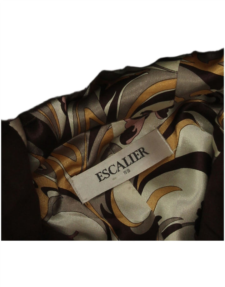 Escalier Womens Hooded Overcoat UK 14 Medium Brown Patchwork