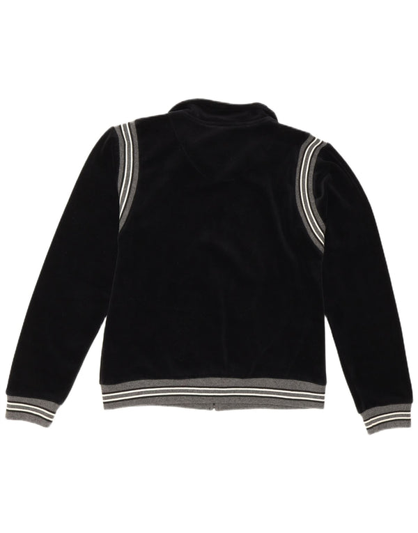 Vintage Womens Tracksuit Top Jacket EU 36/38 Small Black Striped Cotton