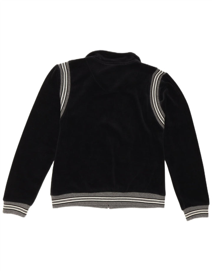 Vintage Womens Tracksuit Top Jacket EU 36/38 Small Black Striped Cotton