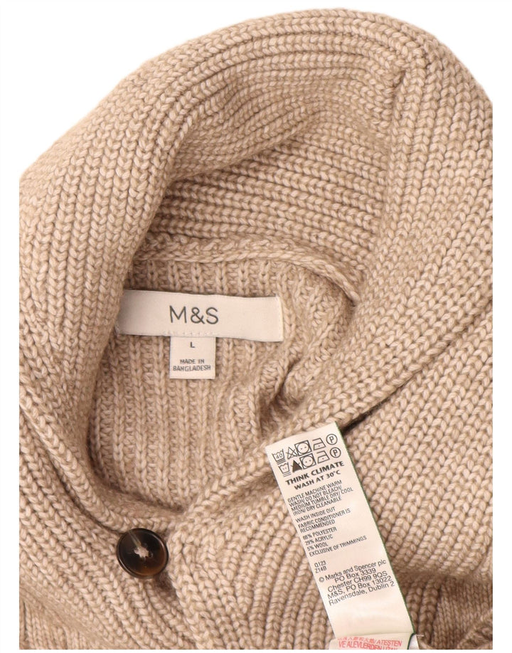 Marks & Spencer Mens Cardigan Sweater Large Beige Polyester