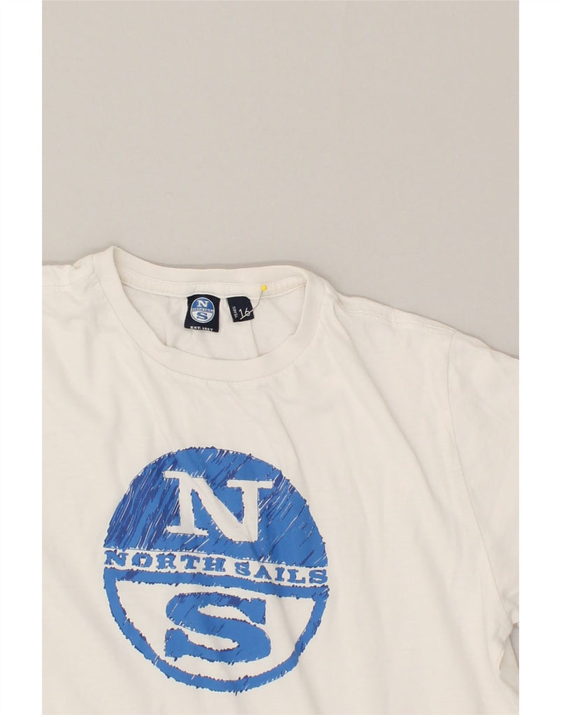 NORTH SAILS Boys Graphic T-Shirt Top 15-16 Years White Cotton | Vintage North Sails | Thrift | Second-Hand North Sails | Used Clothing | Messina Hembry 