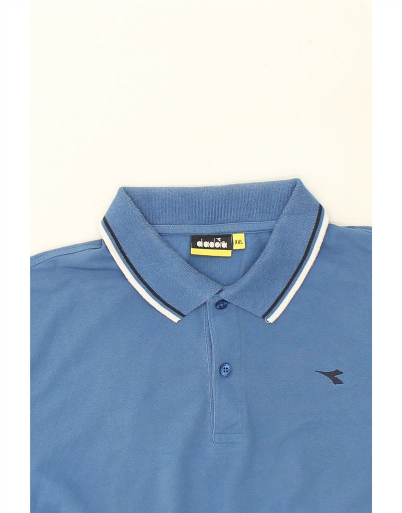 DIADORA Mens Polo Shirt 2XL Blue Cotton | Vintage Diadora | Thrift | Second-Hand Diadora | Used Clothing | Messina Hembry 