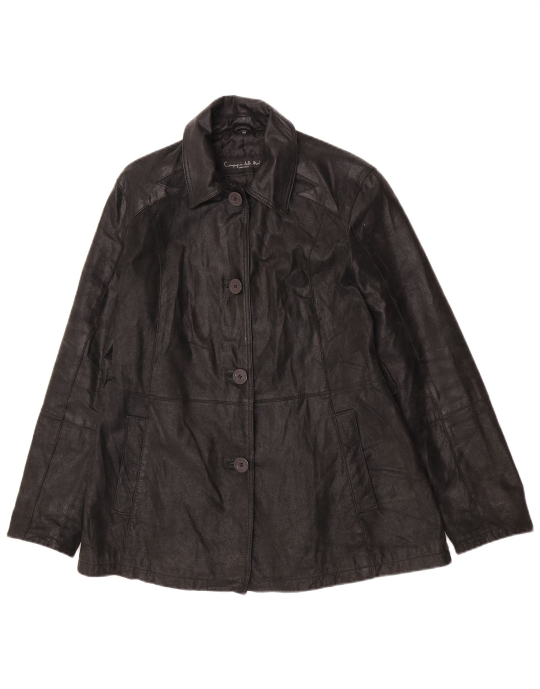 Vintage Womens Leather Jacket IT 46 Large Black Leather
